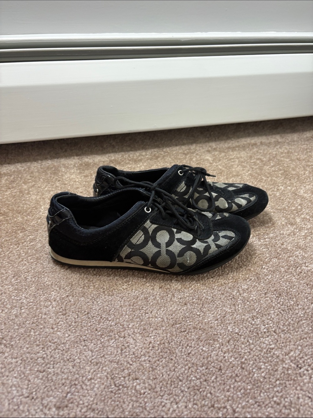 Black Coach Lace-Up Women's Sneakers